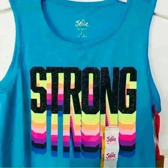 Justice Girl Bundle Tye Dye Black Leggings Blue Strong Tank Top size Large 12-14 - Picture 3 of 13